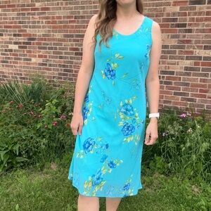 Floral Blue Sleeveless Dress